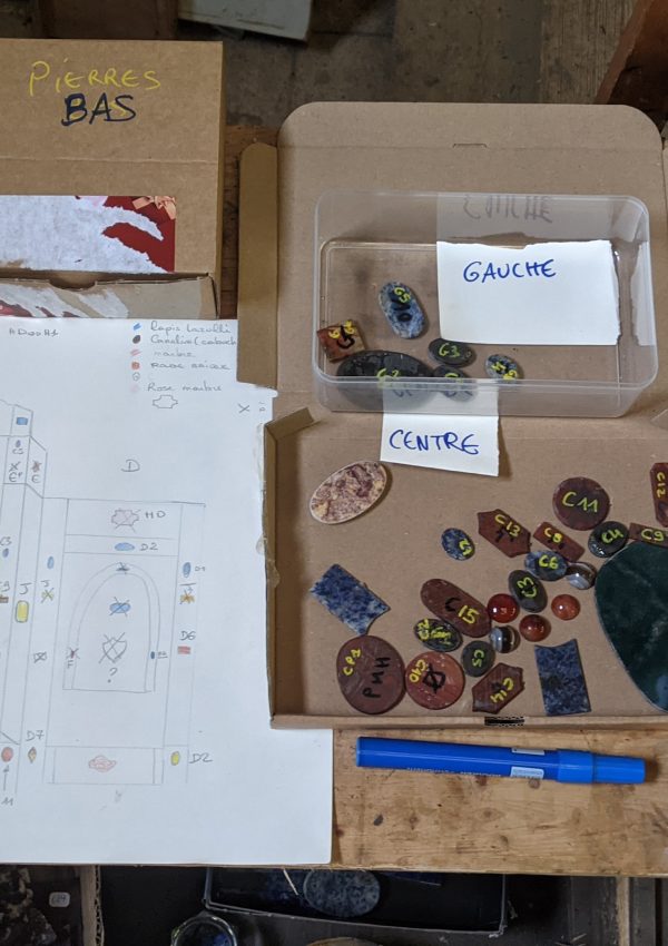Plan, repertoire des pierres manquantes, harmonisation des essences couleurs