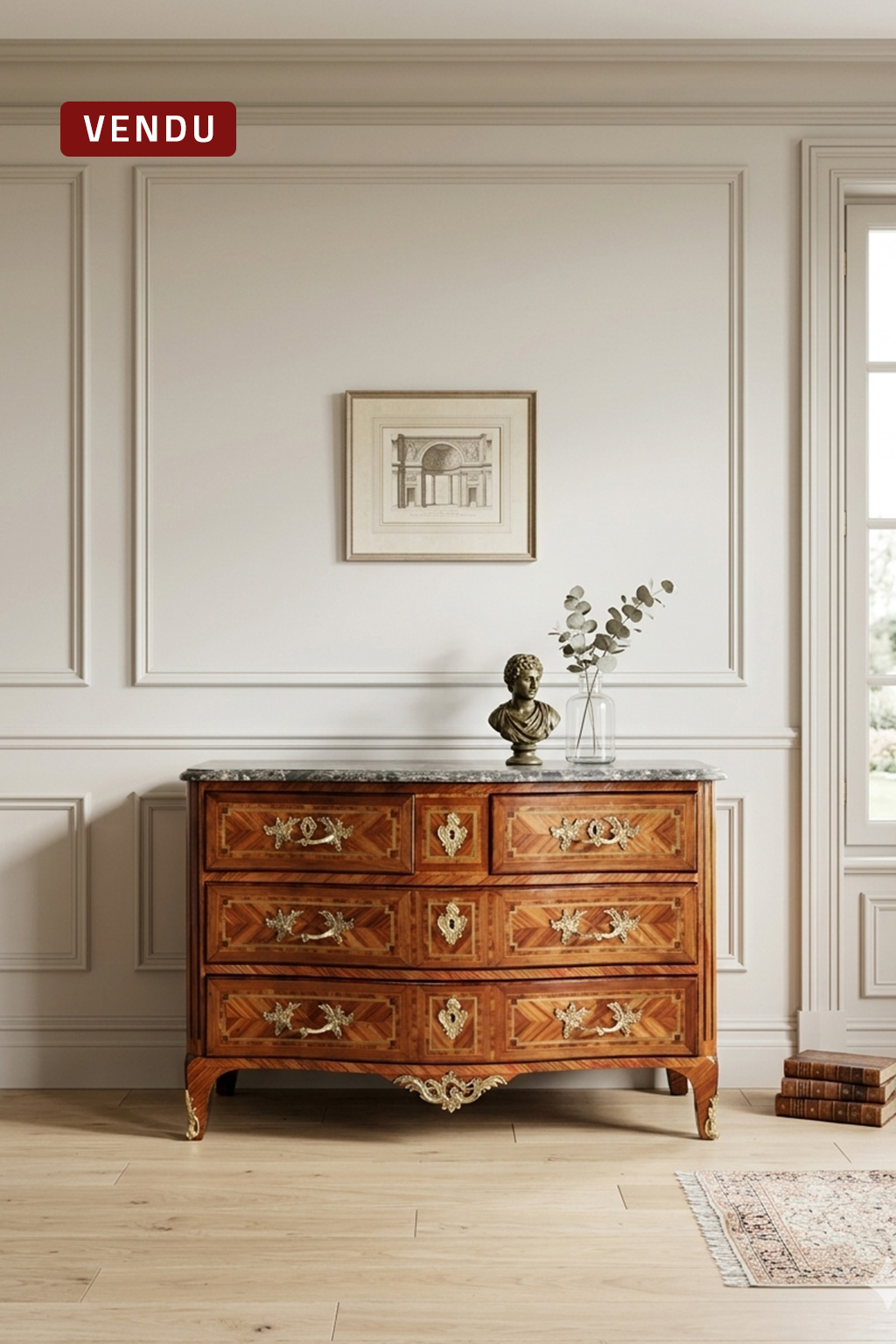 Commode rare estampillé ROUSSEL, restauration atelier seigneur, antiquité vendu